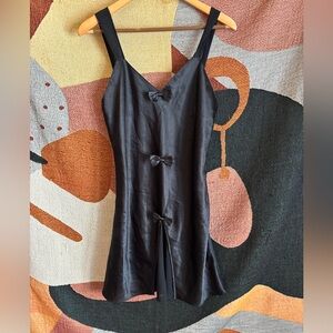 Elegant Black Satin Slip Dress